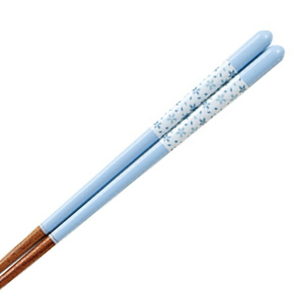 イシダ｜ISHIDA 箸 子供用 18cm パステルフラワー 食洗機対応 すべり止め 木製 天然木 漆 ブルー