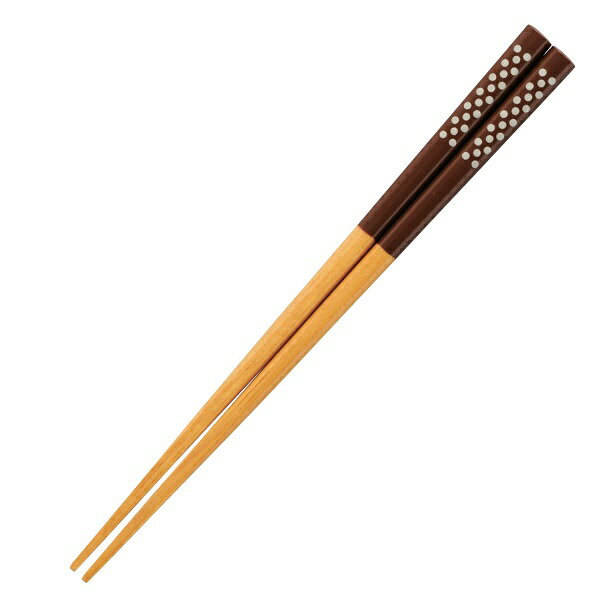 イシダ｜ISHIDA 箸 18cm ランチタイム ドットミニ 子供用 先角 木製 天然木 ブラウン
