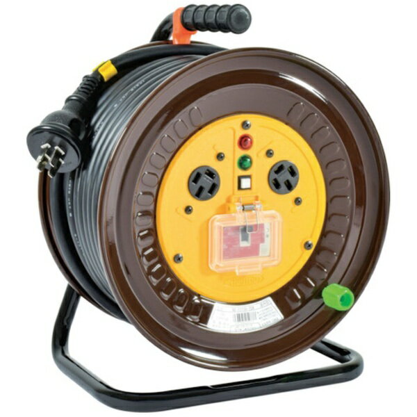 日動工業｜NICHIDO NICHIDO　電工ドラム　三相200V　過負荷漏電保護兼用ブレーカー付　極太3．5mm2電線..