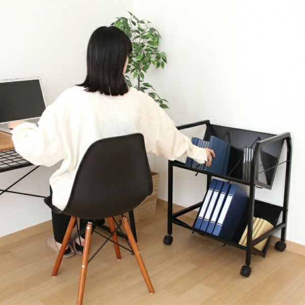 不二貿易|Fuji Boeki ファイルワゴン 2段 [W550xD400xH720mm] ブラック 17612 [2]