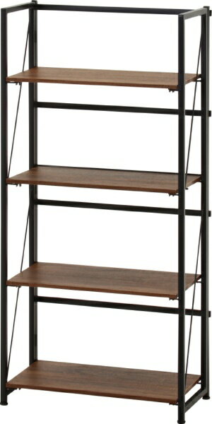 パタッと折りたためる！4段オープンシェルフ■シンプルで使いやすいデザイン他の家具とも合わせやすいカラーリング。フラットな設計のため、置く部屋を選ばすどこでも使えます。■しっかり収納できるスペース棚板収納部分は奥行28×高さ31cmで、インナ...