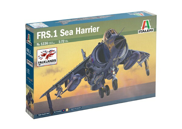 垂直/短距離離着陸機の姿を楽しむ■1/48スケールでイギリス海軍の開発した垂直離着陸機、FRS.1シーハリアーを再現仕上がり全長は201mmキャノピーは開閉を選択して組み立て可能マーキングはフォークランド紛争時のイギリス海軍機、インド海軍機など3種をセット