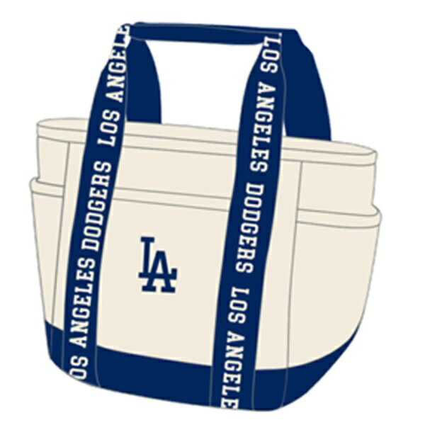 イーカム｜E-COME MLB ミニトートバッグ IVORY×NAVY LA-TTBM03 [高さ22cm×幅37cm×マチ15cm]