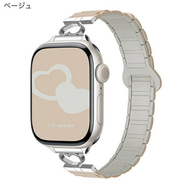 GAACAL｜ガーカル APPLE WATCH 1-11/SE1-3 38/40/41/42(10-11)MM ハートデザインマグネット式シリコンバンド GAACAL ベージュ ベージュ W00606BJA