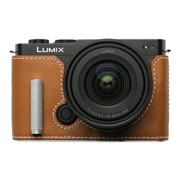 Mr.Stone｜ミスターストーン 【受注生産】Panasonic LUMIX S9用 本革ケース クラシック メタルグリップ付 サドルタン/白ステッチ Mr.Stone