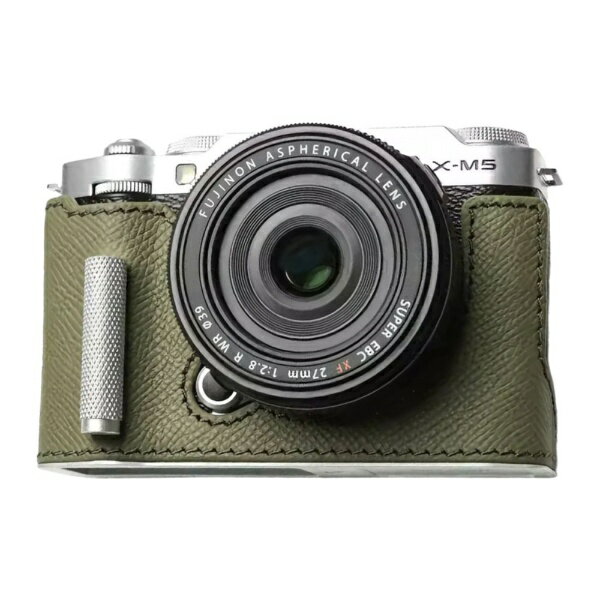Camera Cases - Mr.Stone｜ミスターストーン 富士フイルム X-M5用 本革ケース クラシック メタルグリップ付 フィールドグリーン PTBF013