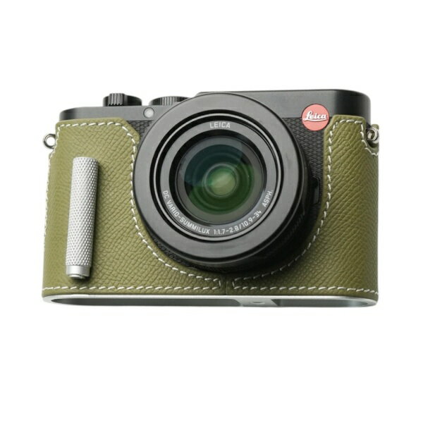 CANON - Mr.Stone｜ミスターストーン LEICA D-LUX8用 本革ケース クラシック メタルグリップ付 フィールドグリーン/白ステッチ PTBE016