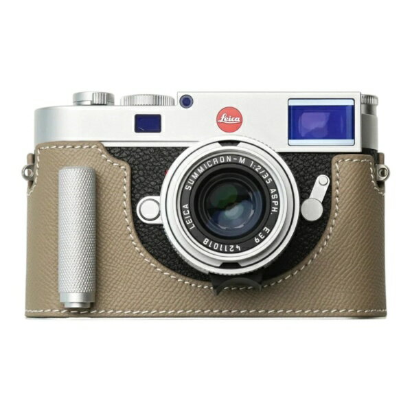 Mr.Stone｜ミスターストーン LEICA M11用 本革ケース クラシック シグニチャーグリップ トープベージュ/白ステッチ PTBK007