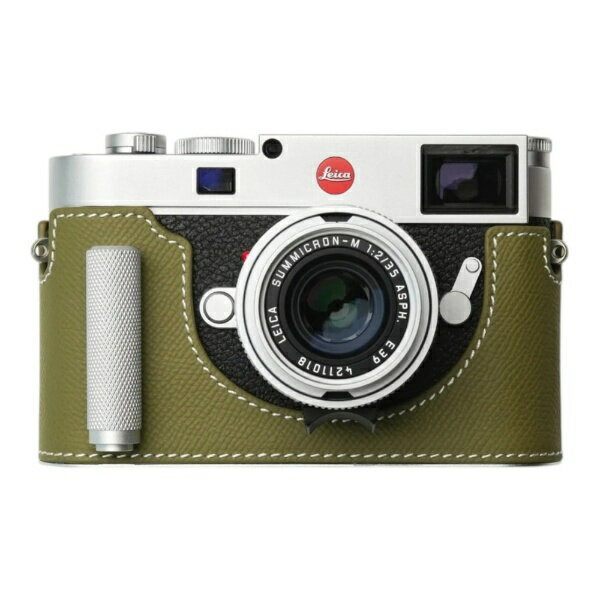 SANYO - Mr.Stone｜ミスターストーン LEICA M11用 本革ケース クラシック シグニチャーグリップ フィールドグリーン/白ステッチ PTBK012