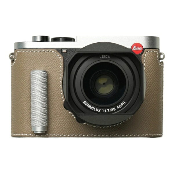 Mr.Stone｜ミスターストーン LEICA Q3/Q3 43用 本革ケース クラシック シグニチャーグリップ トープベージュ/白ステッチ PTBL007