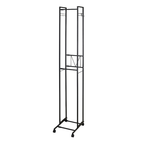 伸晃|SHINKO ハンガーラック 2段 スリム 伸縮タイプ キャスター付き 衣類 収納 ブラック KP-2HS-BK