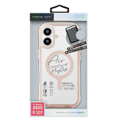 PGA｜ピージーエー iPhone 17 ケース MagSafe対応 エアクッションケース Premium Style サクラ PG-25AMA03PK