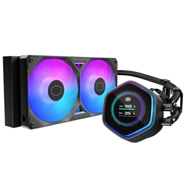 COOLER MASTER｜クーラーマスター 水冷CPUクーラー 120mmファンx2 [LGA1851/1700/1200/1156/1155/1151/1150・AM5/AM4] ML 240 Atmos II LCD ARGB ブラック MLX-D24M-A25SZ-L1