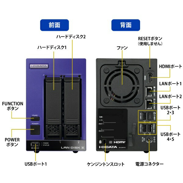 I-O DATA｜アイ・オー・データ LAN DISK Z [2TB搭載 /2ベイ] 第12世代インテルCore i3搭載 法人向けWindows NAS(大規模オフィス 500人〜) HDL2-Z25SI3B02