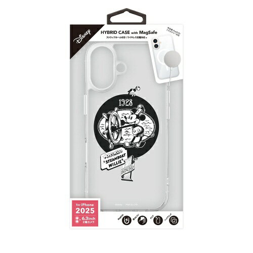 PGA｜ピージーエー iPhone 17 ケース MagSafe対応 ハイブリッドケース Premium Style 蒸気船ウィリー PG-D25AMH01MKY