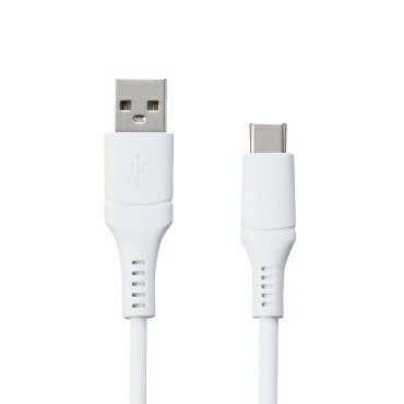 ORIGINAL BASIC｜オリジナルベーシック USB-A to Type-Cケーブル 1m シリコーン素材 やわらかい 抗菌仕様 SIAA認証 ホワイト OB-UCS2AC100-W [USB-A ⇔ USB-C] 3