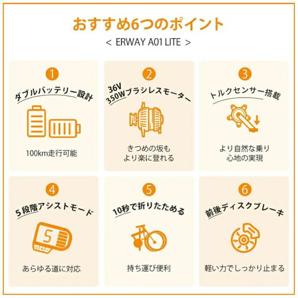 ERWAY｜イーアールウェイ 折りたたみ電動アシスト自転車 ERWAY A01 Lite グレー [1...