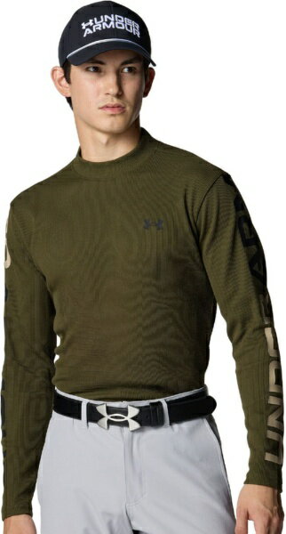 アンダーアーマー｜UNDER ARMOUR メンズ UAドライブ ワッフル ロングスリーブ モックネック シャツ Expedition Green×Black 6007932 [メンズ /MDサイズ]
