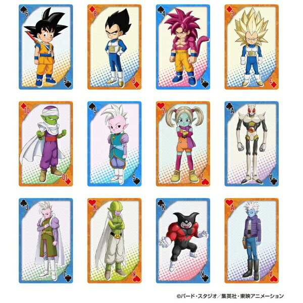 TVアニメ『ドラゴンボールDAIMA』のトランプ新登場！DAIMAで活躍したキャラクター達がたくさん詰まったトランプです。○対象年齢： 6歳以上（C）バード・スタジオ／集英社・東映アニメーション