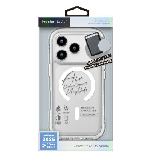 PGA｜ピージーエー iPhone 17 Pro ケース MagSafe対応 エアクッションケース Premium Style スノー PG-25BMA03CL