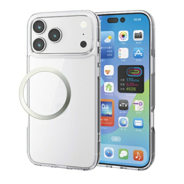 ELECOM｜エレコム iPhone 17 Pro Max ケース ハイブリッド ケース ガラス スタンダード メタルリング付 クリア PM-A25DHVCG1CR