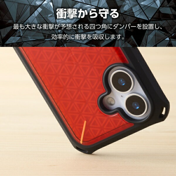 ELECOM｜エレコム iPhone 17 ケース ZEROSHOCK D3O レッド PM-A25AZEROD3RD 3