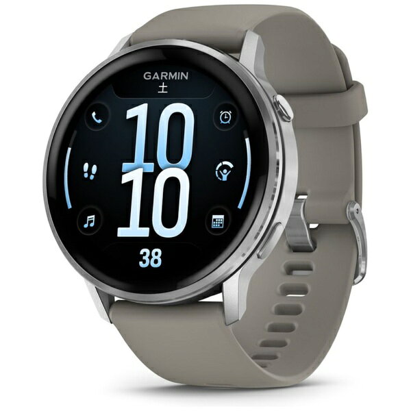 【エントリーで最大2万ポイント当たる｜4/23まで】 GARMIN｜ガーミン スマートウォッチ Venu 4（ヴェニュー4）45mm AMOLEDディスプレイ【心電図（ECG）アプリ】 Silver / Gray 010-03014-31【Suica対応】