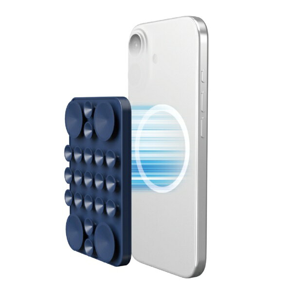 ELECOM｜エレコム スマホホルダー 吸盤 MagSafe対応 iPhone用 強力固定 動画視聴 自撮り 壁鏡ガラス貼付 シリコン コンパクト TakoPita ネイビー P-TKPTMAG01NV