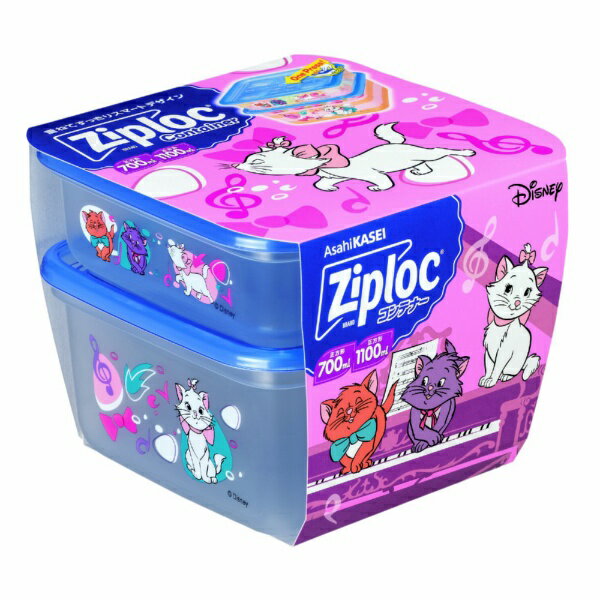 旭化成ホームプロダクツ｜Asahi KASEI ジップロック　コンテナー　正方形700ml＆1100ml 各1個入 &lt;Disney&gt;　25秋のサムネイル