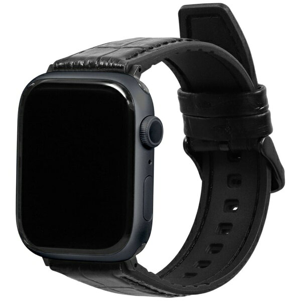 楽天ビック(ビックカメラ×楽天)のOWLTECH｜オウルテック VORGAL クロコダイルレザーバンド for Apple Watch(44/45/46/49mm) ブラック OWL-AWBLVRG02-BK｜アングル2
