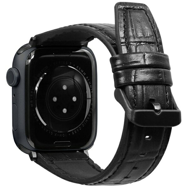 楽天ビック(ビックカメラ×楽天)のOWLTECH｜オウルテック VORGAL クロコダイルレザーバンド for Apple Watch(44/45/46/49mm) ブラック OWL-AWBLVRG02-BK｜アングル3