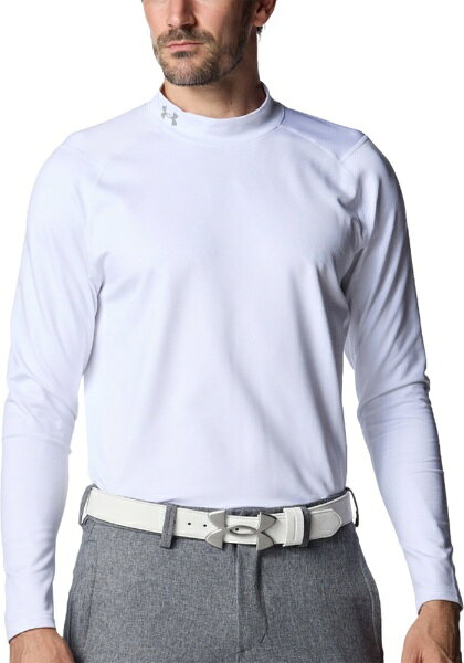 アンダーアーマー｜UNDER ARMOUR メンズ コールドギア インフラレッド フィッティド ロングスリーブ モックネック シャツ White×Metallic Silver 6007944 [メンズ /LGサイズ]【返品交換不可】