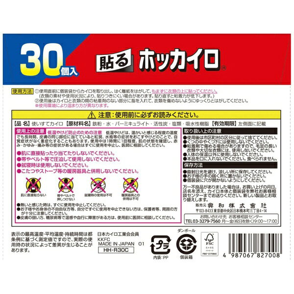 興和 ホッカイロ 貼るタイプ レギュラー 30個入