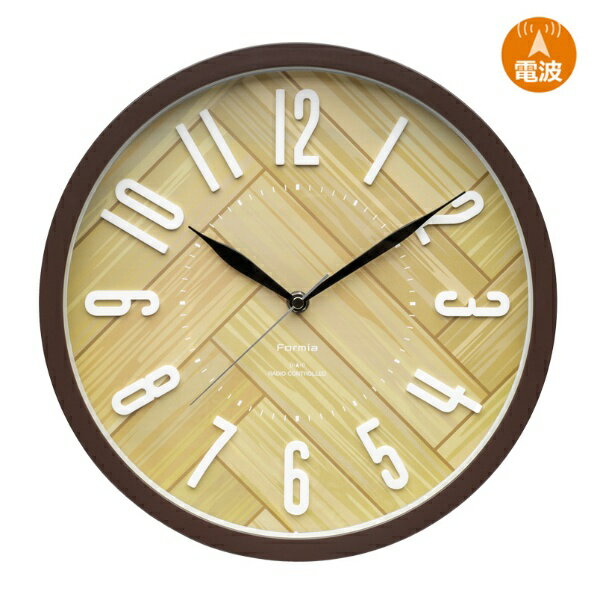 フォルミア｜Formia 夜間秒針停止機能付き 電波掛け時計 ブラウン HIC-008RC-BR [電波自動受信機能有]
