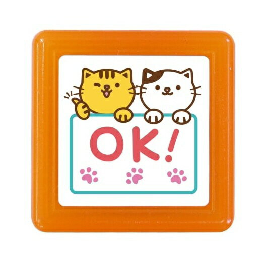 乐天商城 - こどものかお｜KODOMO NO KAO ティーチャー浸透印 2匹のねこ　OK 0616-093