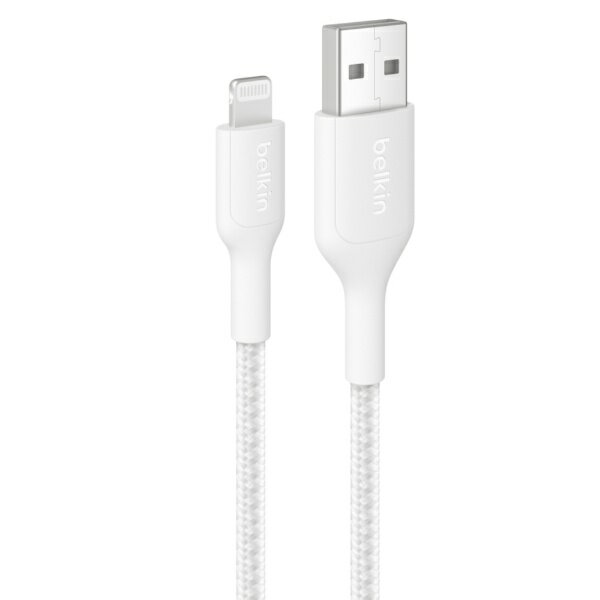 BELKIN｜ベルキン USB-A to Lightning 編組ケーブル 2m ホワイト CAA020fq2MWH