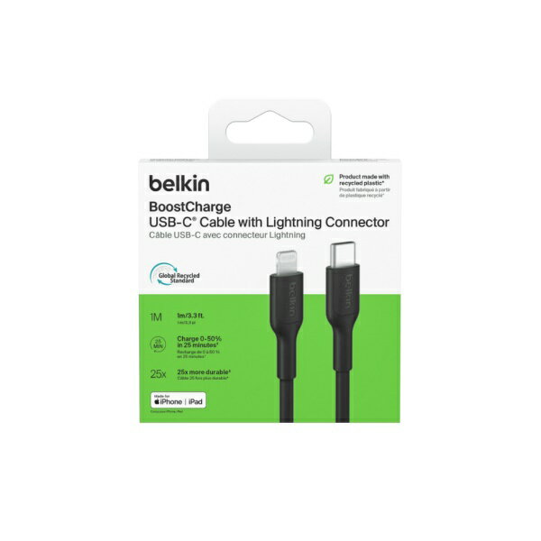 BELKIN｜ベルキン USB-C to Lightning ケーブル 1m ブラック CAA021fq1MBK