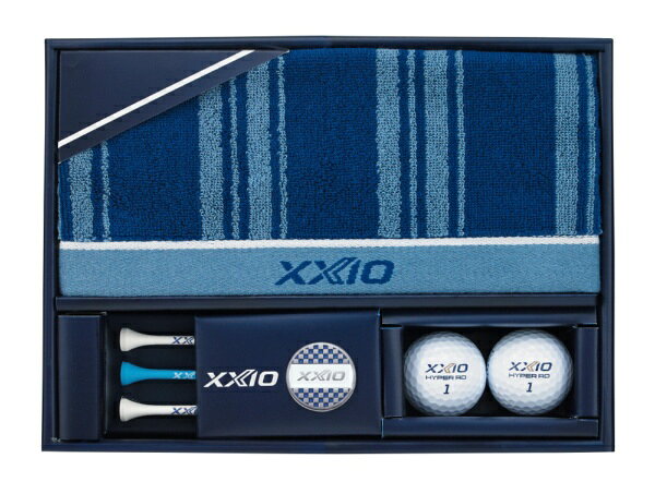 XXIOハイパーリバウンドドライブのボールギフト。【内容】ボール(HYPER RD/ホワイト)×2タオル×1マーカー×1ウッドティ×3(ホワイト2本、ネイビー1本)【素材/サイズ】ウォッシュタオル：綿100％・約340×360mmウッドティ：白樺・ロング：約70mm