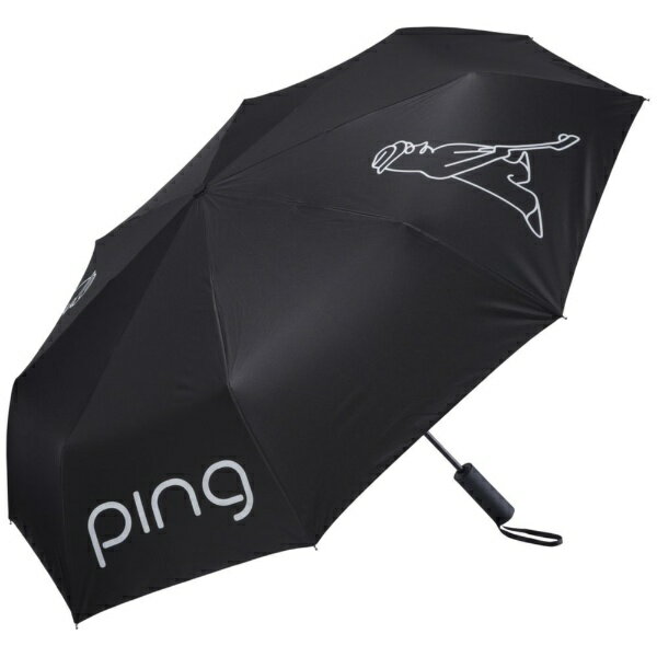 晴雨兼用のコンパクト折りたたみ傘pingロゴとMR.PINGのプリントが目を引く晴雨兼用折りたたみ傘。自動開閉機能付きで、ワンタッチで開閉可能。ゴルフバッグに入れておけるコンパクトサイズのため、突然の雨やUVケアにも活躍するアイテム。共袋付き。遮光率100％、紫外線遮蔽率99.9%以上。内側をシルバーコーティングしたポリエステル生地を使用。