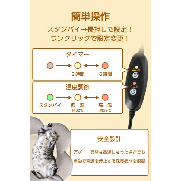 ELECOM｜エレコム ペットヒーター クッション 犬 猫 ベッド・室内・持ち運びOK 花...