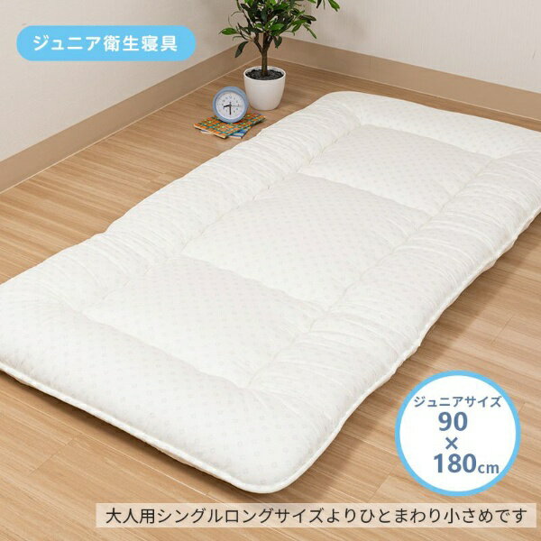 ジュニア衛生寝具/抗菌加工/防ダニ効果/トドラーサイズ■衛生加工側生地に抗菌加工を施し、さらに防ダニ効果のある中わたを使用。アトピーやダニアレルギーからお子さまの睡眠を守ります。■トドラーサイズ大人用サイズよりひと回り小さいトドラーサイズです。