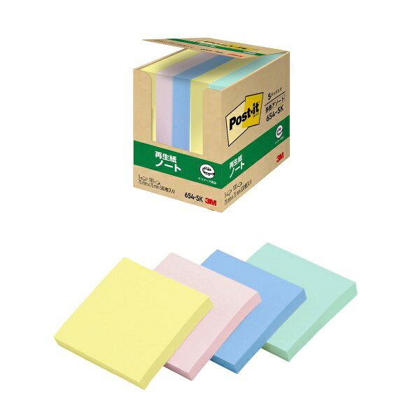 Label Paper - 3Mジャパン｜スリーエムジャパン ポストイットノート　古紙配合率100%再生紙 Post-it(ポスト・イット) 654-5K