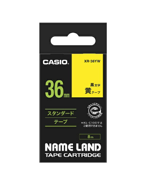 Casio （Nameland） - CASIO｜カシオ スタンダードテープ NAME LAND（ネームランド） 黄 XR-36YW [黒文字 /36mm幅][XR36YW]