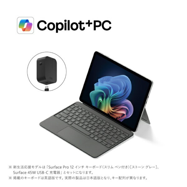 【エントリーで最大全額ポイント還元｜5/6まで】 Microsoft｜マイクロソフト ノートパソコン 特別モデル Surface Pro 12インチ プラチナ + キーボード（スリムペン付き）+ 充電器 EP2-46399 [Copilot+ PC /12.0型 /Windows11 Home /Snapdragon X Plus /メモリ：16GB /UFS：25