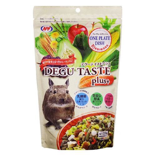 毎日の食事を彩り豊かにバランスよく！■商品説明●ワンプレートで手軽にデグーの健康維持をサポートできるフードです。●乳酸菌入り主食ペレットを中心とした10種類の厳選素材をブレンドしました。●彩り豊かで栄養バランスの良い食事に仕上げました。●それぞれの素材のおいしさを味わいながら毎日の食事をもっと楽しくします。■ご注意※本品はペットフードです。目的以外のご使用はおやめください。■ご使用方法●1日に与える量は体重の約5〜7％（食べ残しがない程度の量）を目安に、毎日新しいものを朝、夕方2回に分けて与えてください。※与える量は品種、大きさ、年齢、性質、運動量、季節などによって異なります。食べ具合や便の様子を見て調整してください。■対象デグー■原材料主食ペレット（チモシーミール、アルファルファミール、小麦粉、小麦ふすま、アップルファイバー、ホミニーフィード、大麦糠、脱脂大豆、タンポポ粉末、オオバコ粉末、ゼオライト、桑の葉、酵母集出物（ヌクレオチド源）、乳酸菌（フェカリス菌）、ミネラル類（炭酸カルシウム、食塩、硫酸亜鉛、硫酸銅、硫酸コバルト、ヨウ素酸カルシウム）、アミノ酸類（DL−メチオニン）、ビタミン類（コリン、ナイアシン、C、パントテン酸、B6、E、イノシトール、B2、B1、A、葉酸、K、D3、B12、ニコチン酸、D−パントテン酸カルシウム）、キャベツ、ニンジン、圧ペン大麦、圧ペントウモロコシ、桑の葉ペレット（桑の葉、オーツ麦）、ブドウ、青パパイヤ、リンゴ、小松菜ペレット（小松菜、オーツ麦）■成分粗蛋白質：10．5％以上、粗脂肪：1．8％以上、粗繊維：8．7％以下、粗灰分：5．1％以下、水分：9．0％以下