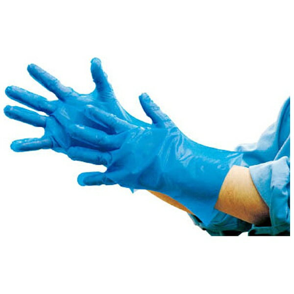 東京パック｜Tokyo-pack エンボス手袋　五本絞りエコノミー化粧箱 200枚 L ブルー BEK-L