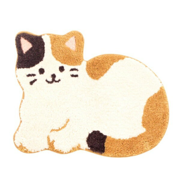 オカ｜Oka 洗える ラグマット マルチ 小さめ アクセント ミケネコ ファンディットアニマル ミケネコ 57524