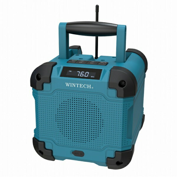 WINTECH｜ウィンテック 防滴防塵現場ラジオ ブルーグリーン GBR-6EBT [ワイドFM対応 /防水ラジオ /AM/FM]