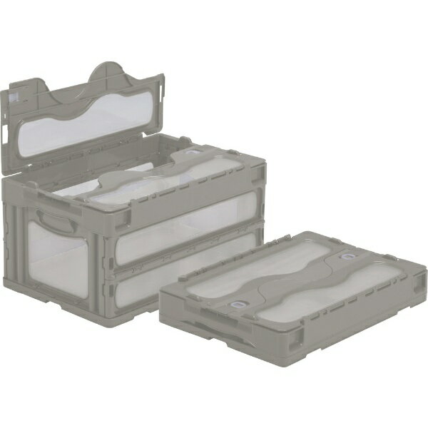 三甲｜サンコー フタ一体型折りたたみコンテナー マドコン 41.5L スライドロック付 ライトグレー SKO-C..