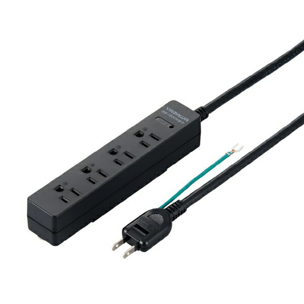 YAZAWA｜ヤザワ 3Pマグネットフック付タップ4個口5m　黒　H5HJKP405BK　360°回転フック・強力マグネッ..